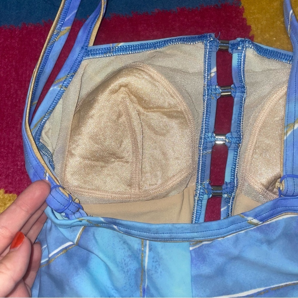 Christina Vintage One Piece Blue Swimsuit Small - Picture 4 of 7